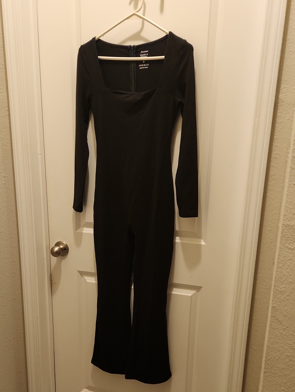 Black Long-Sleeve Square-Neck Jumpsuit by A New Day